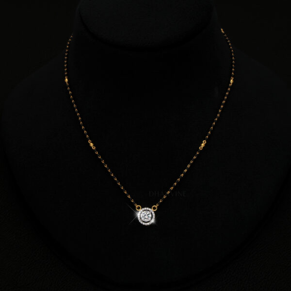 E Dhanvine Jewels MS 1_1 Round Diamond Pendant Mangalsutra Necklace in Gold | Elegant Daily Wear