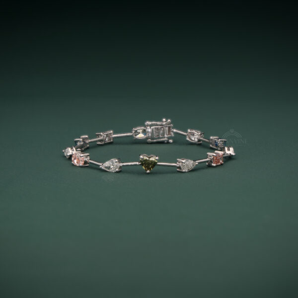 Multi-Color Heart Diamond Bracelet