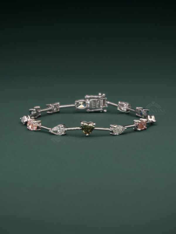 Multi-Color Heart Diamond Bracelet