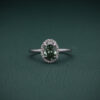 Green Gemstone Halo Ring
