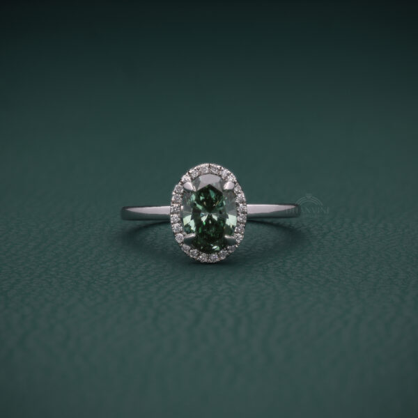 Green Gemstone Halo Ring