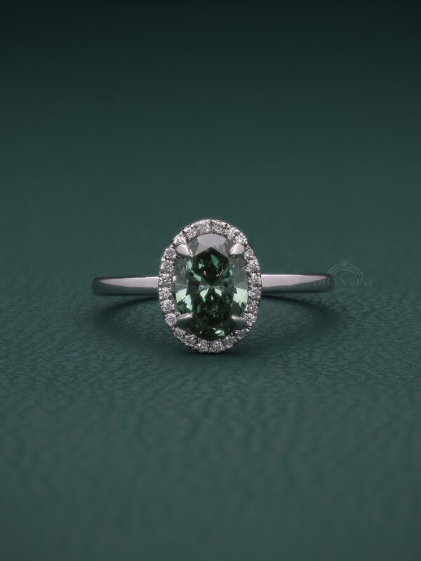 Green Gemstone Halo Ring