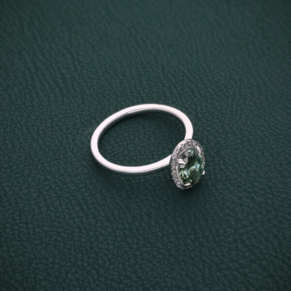 Green Gemstone Halo Ring